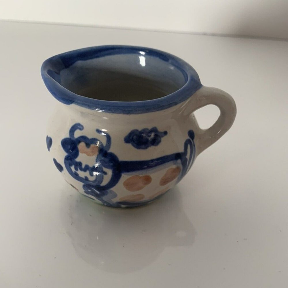 VINTAGE M. A. HADLEY POTTERY 2 1/2 in x 2 In Cow Creamer Signed Hand Painted